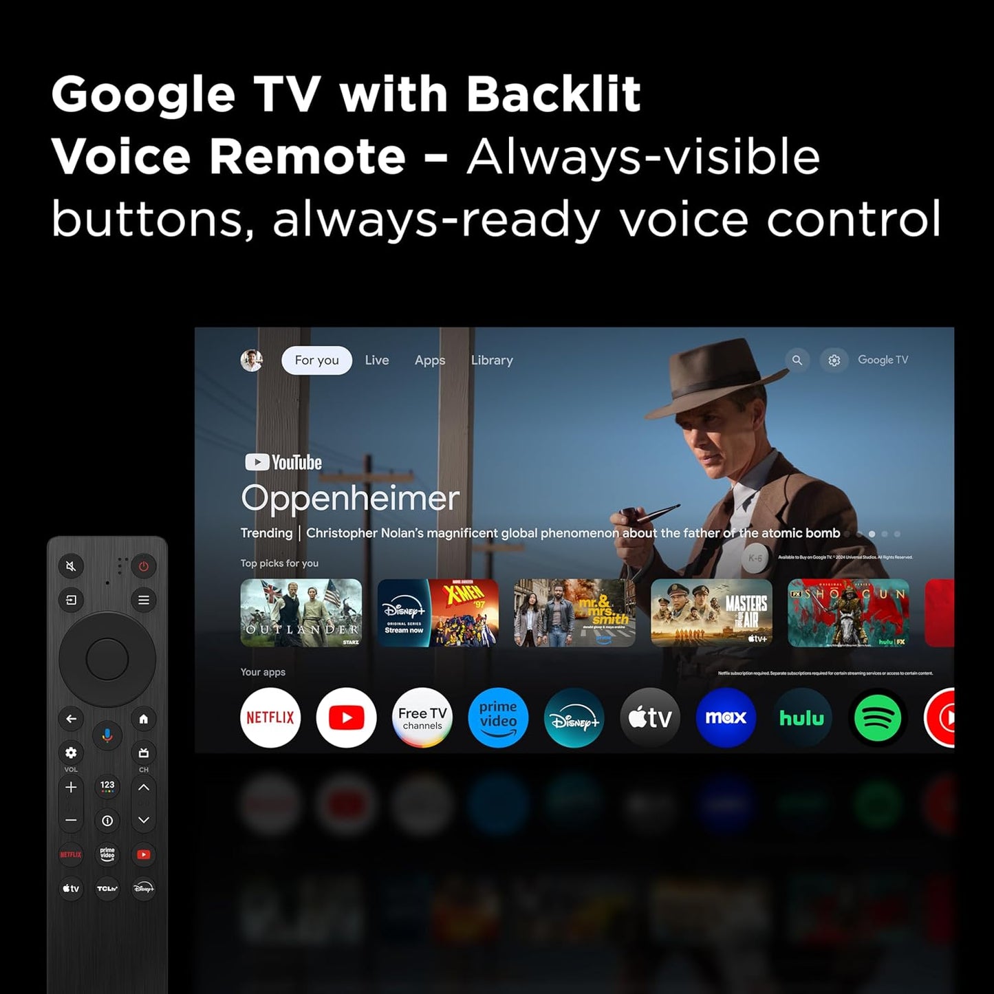 TCL T7 55" 4K QLED Google Smart TV 2025 — 144Hz, AIPQ Pro, Dolby Vision, Game Accelerator 240
