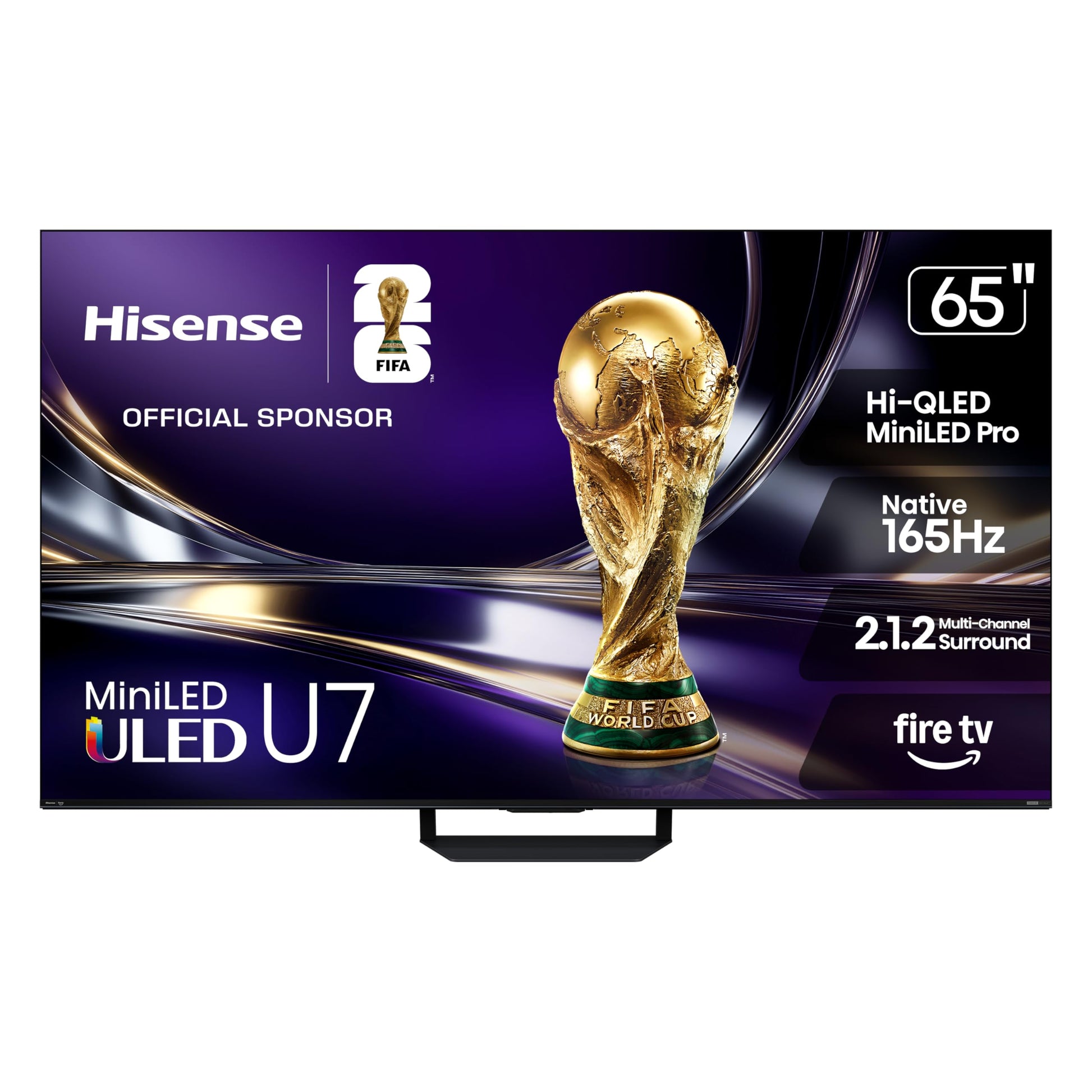 Hisense 55" U7 Mini-LED ULED 4K UHD Best Premium Gaming HDR Smart Fire TV (55U7SF, 2026 New) - Hi-QLED, Native 165Hz, VRR 330, Dolby Vision IQ · Atmos, IMAX Enhanced, Anti-Reflection, 2.1.2 Ch, Alexa+