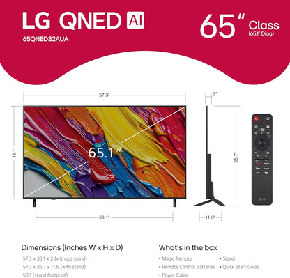 LG QNED82A 65" 4K Smart TV 2025 — Alpha 7 AI Gen8, HDR10 Pro, Filmmaker Mode, Alexa
