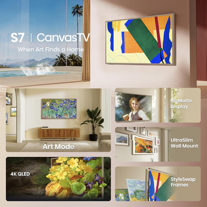 Hisense CanvasTV S7N 55" QLED 4K Google Smart TV — Art Mode, Hi-Matte, 144Hz, Dolby Vision