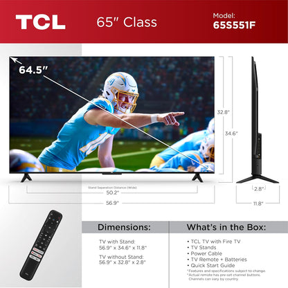 TCL S5 65" 4K LED Smart Fire TV — Dolby Vision, HDR PRO+, 120Hz VRR, AirPlay 2, Alexa