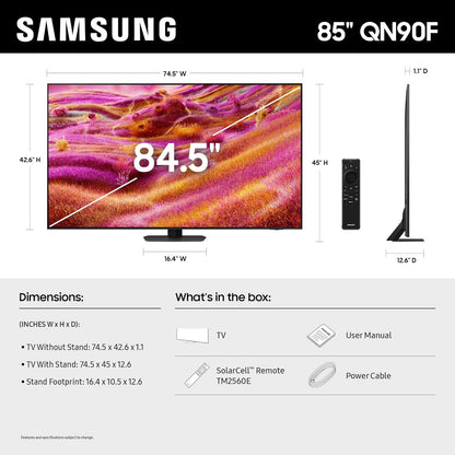 Samsung Neo QLED 4K QN90F 85" Smart TV 2025 — Vision AI, Mini LED, Glare-Free, 165Hz, Alexa