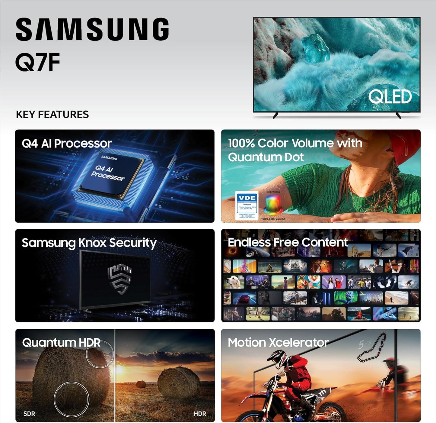 Samsung QLED Q7F 65" 4K Smart TV 2025 — Quantum HDR, Gaming Hub, Alexa