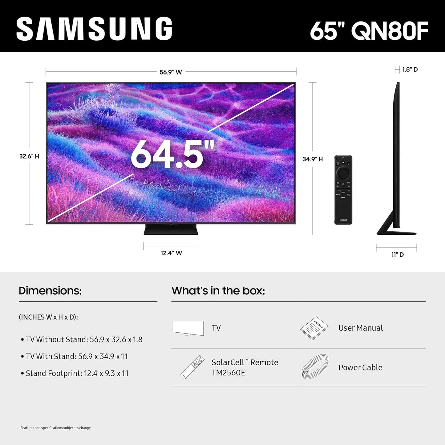 Samsung Neo QLED QN80F 65" 4K Smart TV 2025 — Mini LED, Vision AI, Dolby Atmos, 144Hz