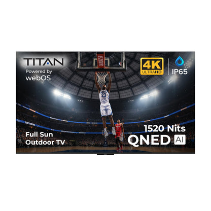 Titan L300 Mini- LED QNED 98 Inch Full Sun Smart Outdoor TV, IP65 Weatherproof, 4K 4K HDR, 120 Hz, Web AI OS, 1520 Nits, Wi-Fi 6E, Dolby Vision, Outdoor TV Cover, Slim Bezel, 2 Yr Wty