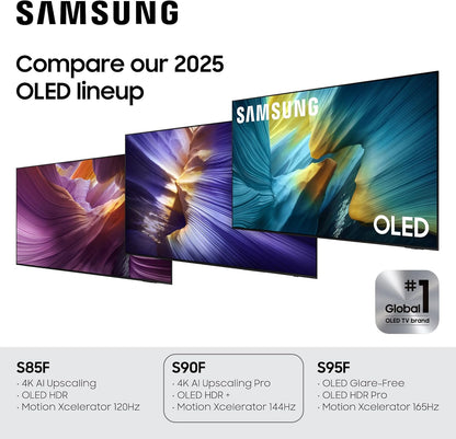 Samsung OLED S90F 65" 4K Smart TV 2025 — NQ4 AI Gen3, Pantone Validated, 144Hz, Alexa