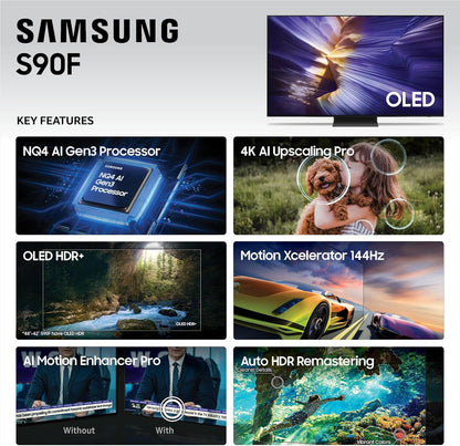 Samsung OLED S90F 65" 4K Smart TV 2025 — NQ4 AI Gen3, Pantone Validated, 144Hz, Alexa