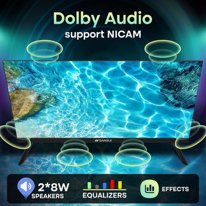 SANSUI 24" Smart WebOS TV — Chromecast, AirPlay, HomeKit, Dolby Atmos, Bluetooth 5.2