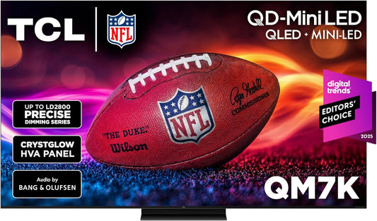 TCL QM7K 65" Mini LED QLED 4K Google TV 2025 — Halo Control, 144Hz, Game Accelerator 288, Alexa