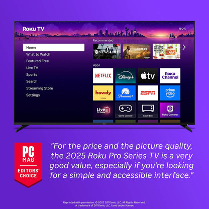 Roku Pro Series 55" Mini-LED 4K QLED Smart TV — Dolby Vision IQ, 120Hz, FreeSync Premium Pro