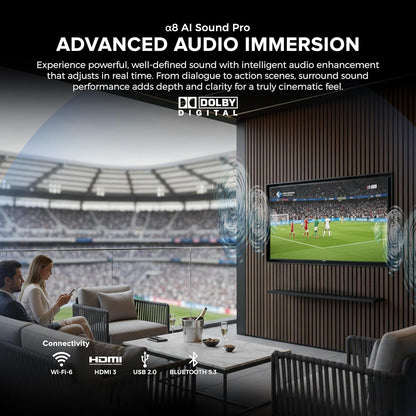 Titan L300 Mini- LED QNED 98 Inch Full Sun Smart Outdoor TV, IP65 Weatherproof, 4K 4K HDR, 120 Hz, Web AI OS, 1520 Nits, Wi-Fi 6E, Dolby Vision, Outdoor TV Cover, Slim Bezel, 2 Yr Wty
