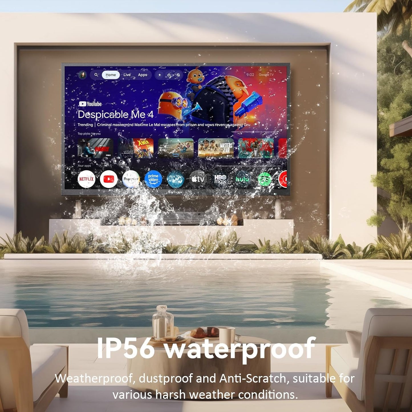 SYLVOX Outdoor TV Deck Pro 3.0 55" 4K — Google TV, 1000 Nits, IP56, Dolby Atmos, Chromecast