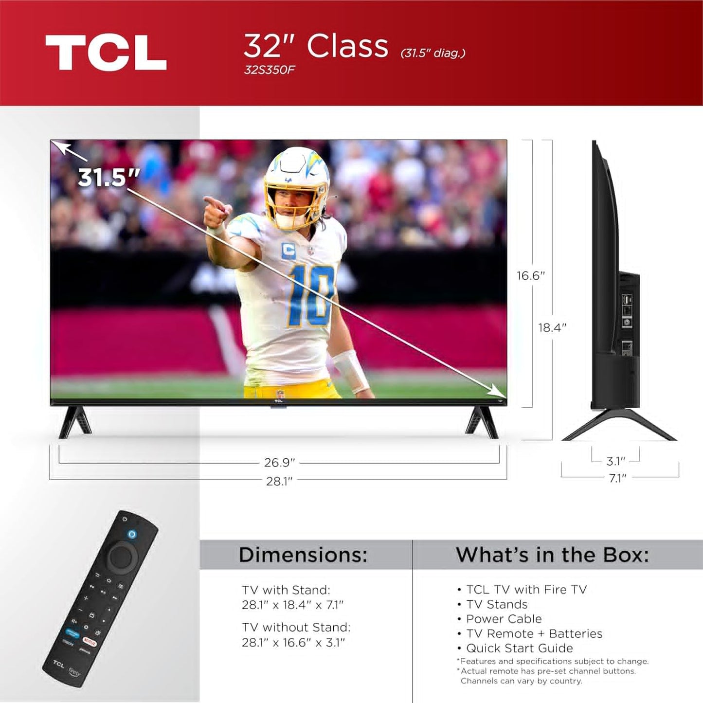 TCL S3 32" 1080p LED Smart Fire TV 2023 — Alexa, AirPlay, HomeKit, Bluetooth