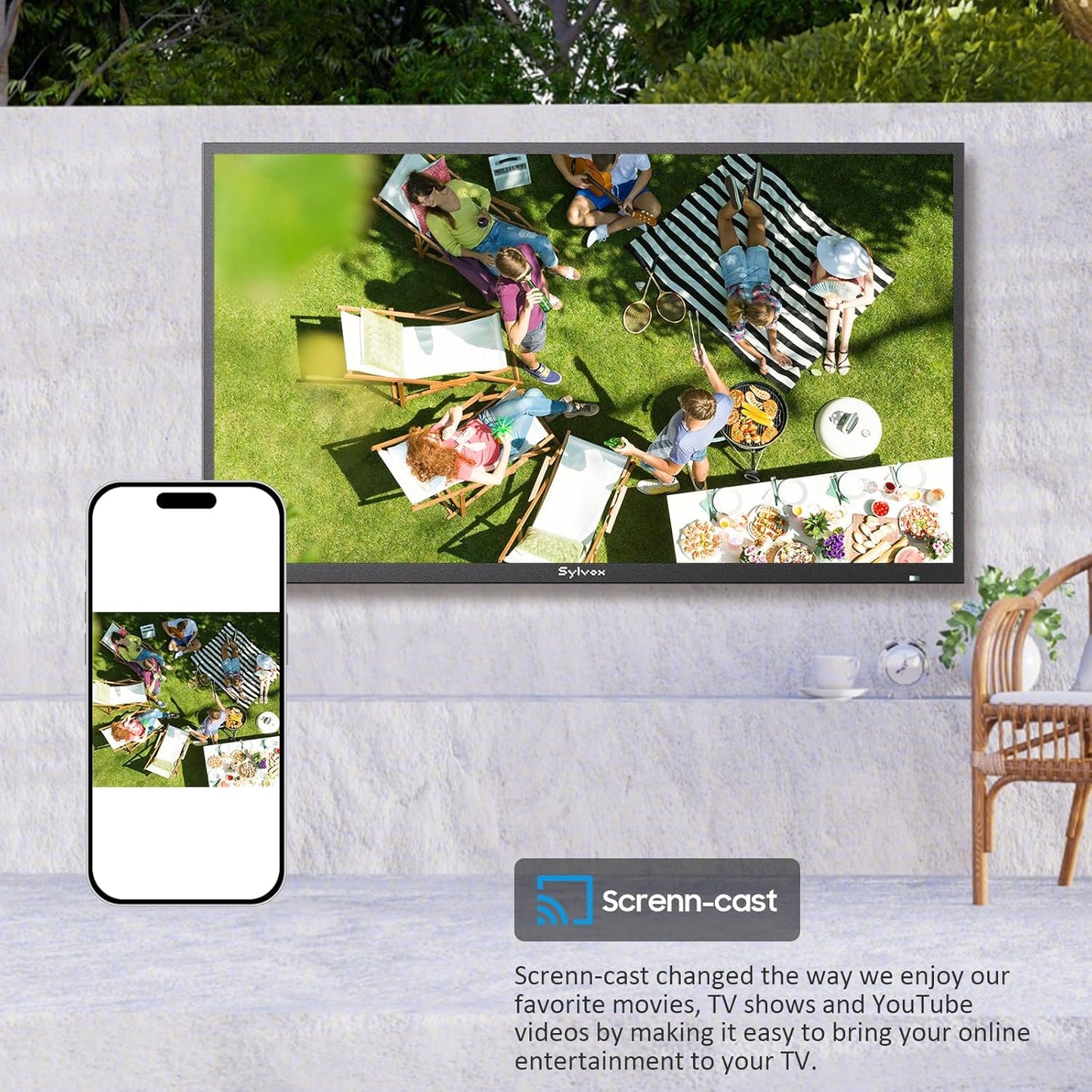 SYLVOX Outdoor TV Deck Pro 3.0 55" 4K — Google TV, 1000 Nits, IP56, Dolby Atmos, Chromecast
