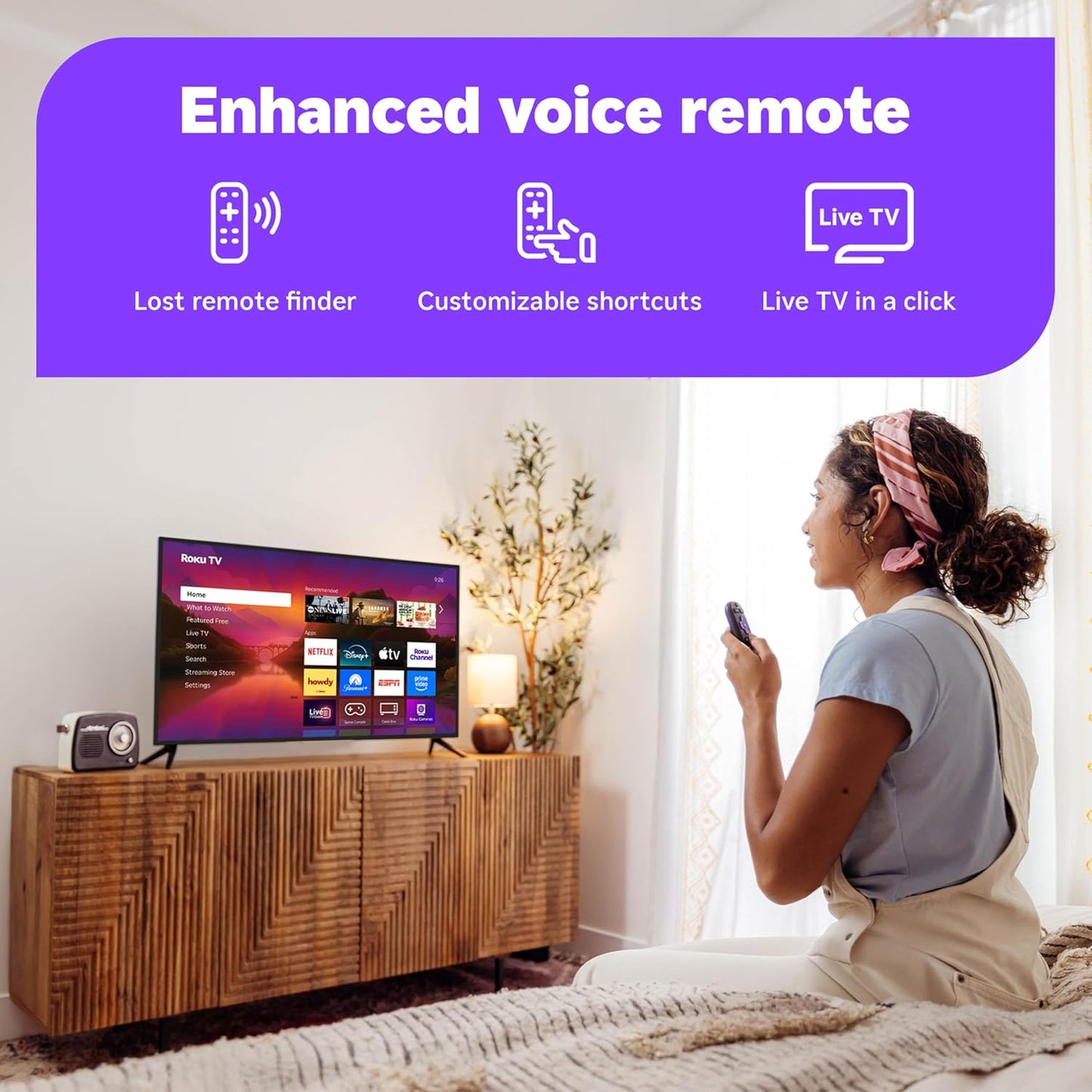 Roku Plus Series 55" 4K QLED Mini-LED Smart TV — Dolby Vision, AirPlay, Alexa, Voice Remote