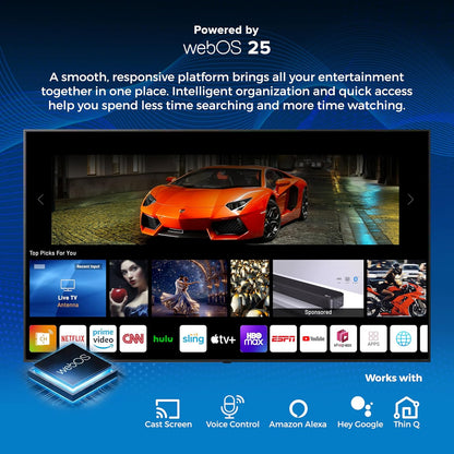 Titan L300 Mini- LED QNED 98 Inch Full Sun Smart Outdoor TV, IP65 Weatherproof, 4K 4K HDR, 120 Hz, Web AI OS, 1520 Nits, Wi-Fi 6E, Dolby Vision, Outdoor TV Cover, Slim Bezel, 2 Yr Wty