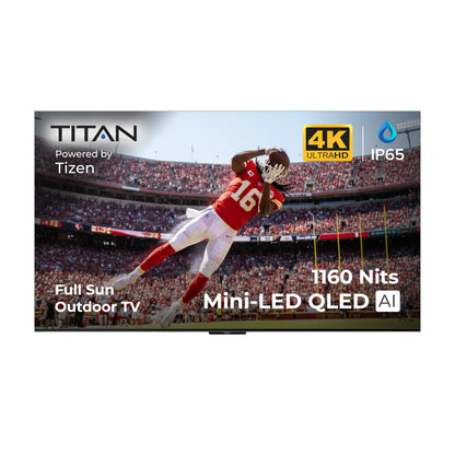 Titan L300 Mini- LED QNED 98 Inch Full Sun Smart Outdoor TV, IP65 Weatherproof, 4K 4K HDR, 120 Hz, Web AI OS, 1520 Nits, Wi-Fi 6E, Dolby Vision, Outdoor TV Cover, Slim Bezel, 2 Yr Wty