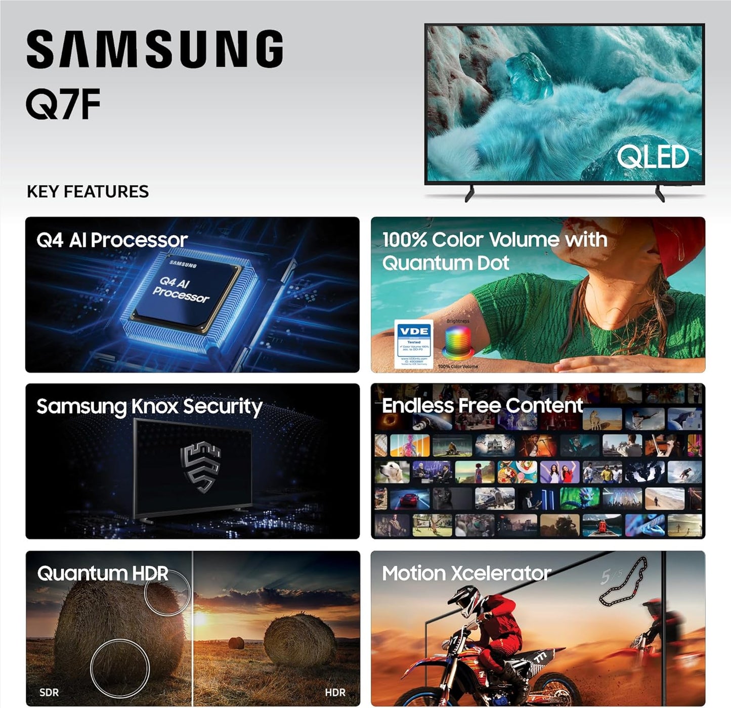 Samsung QLED Q7F 50" 4K Smart TV 2025 — Vision AI, HDR10+, Quantum Dot, Knox Security