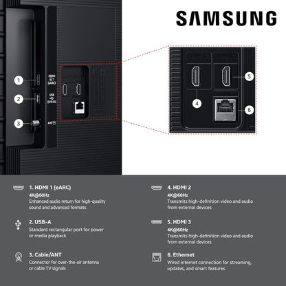 Samsung 65" Crystal UHD U8000F 4K Smart TV 2025 — Crystal 4K Processor, Knox Security, Alexa
