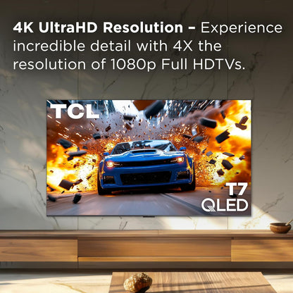 TCL T7 55" 4K QLED Google Smart TV 2025 — 144Hz, AIPQ Pro, Dolby Vision, Game Accelerator 240